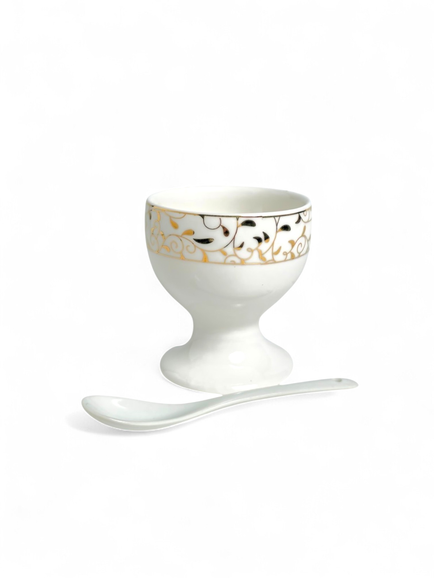Decorative Porcelain Egg Cup with Spoon