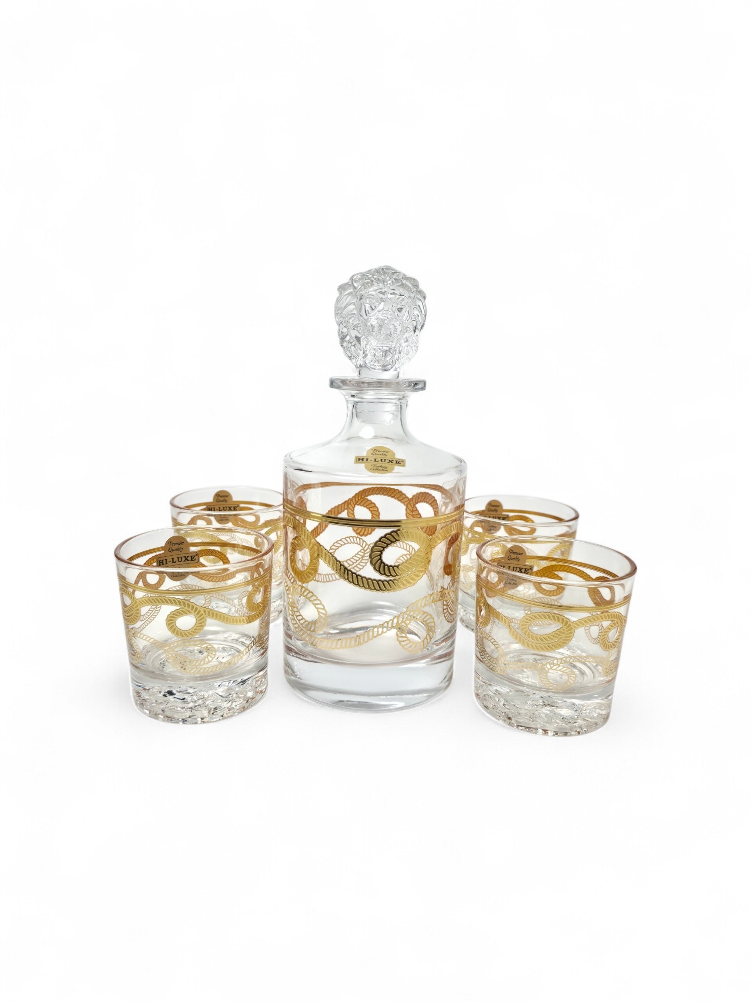 Gold Rope Pattern Whiskey Decanter Set