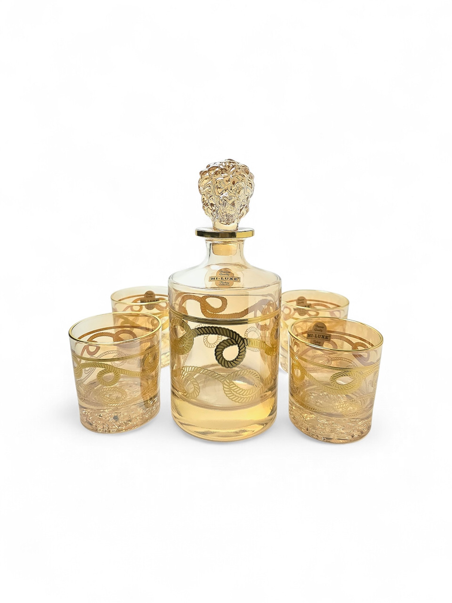Golden Ornamental Whiskey Decanter Set