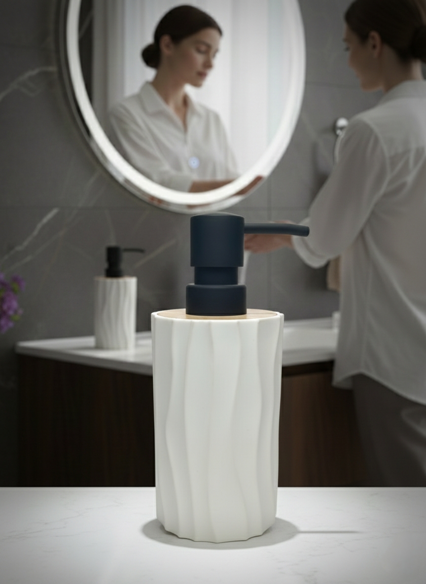 Ceramic Soap Dispenser with Black Pump