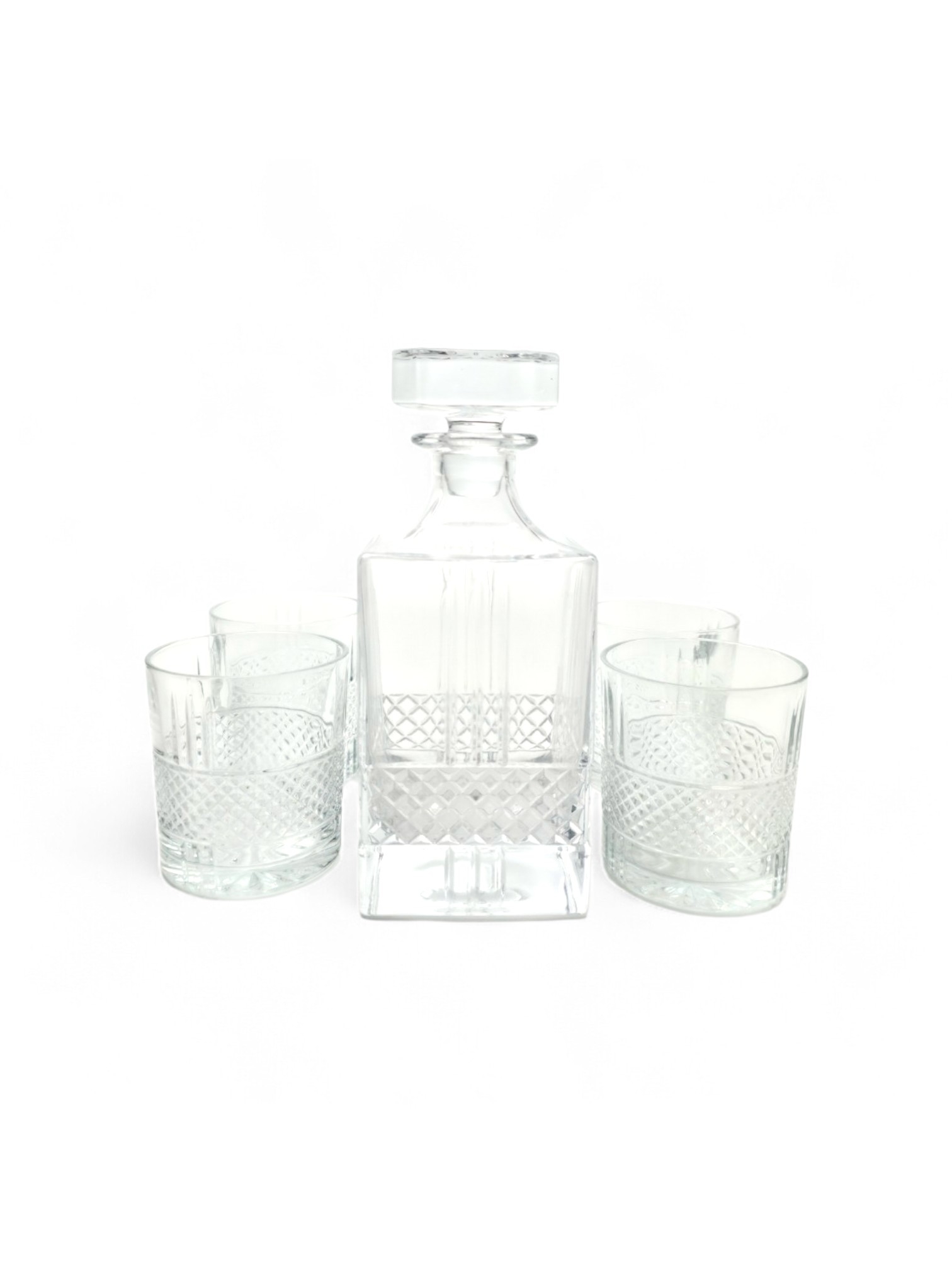 Crystal Cut Whiskey Decanter Set With Glasses