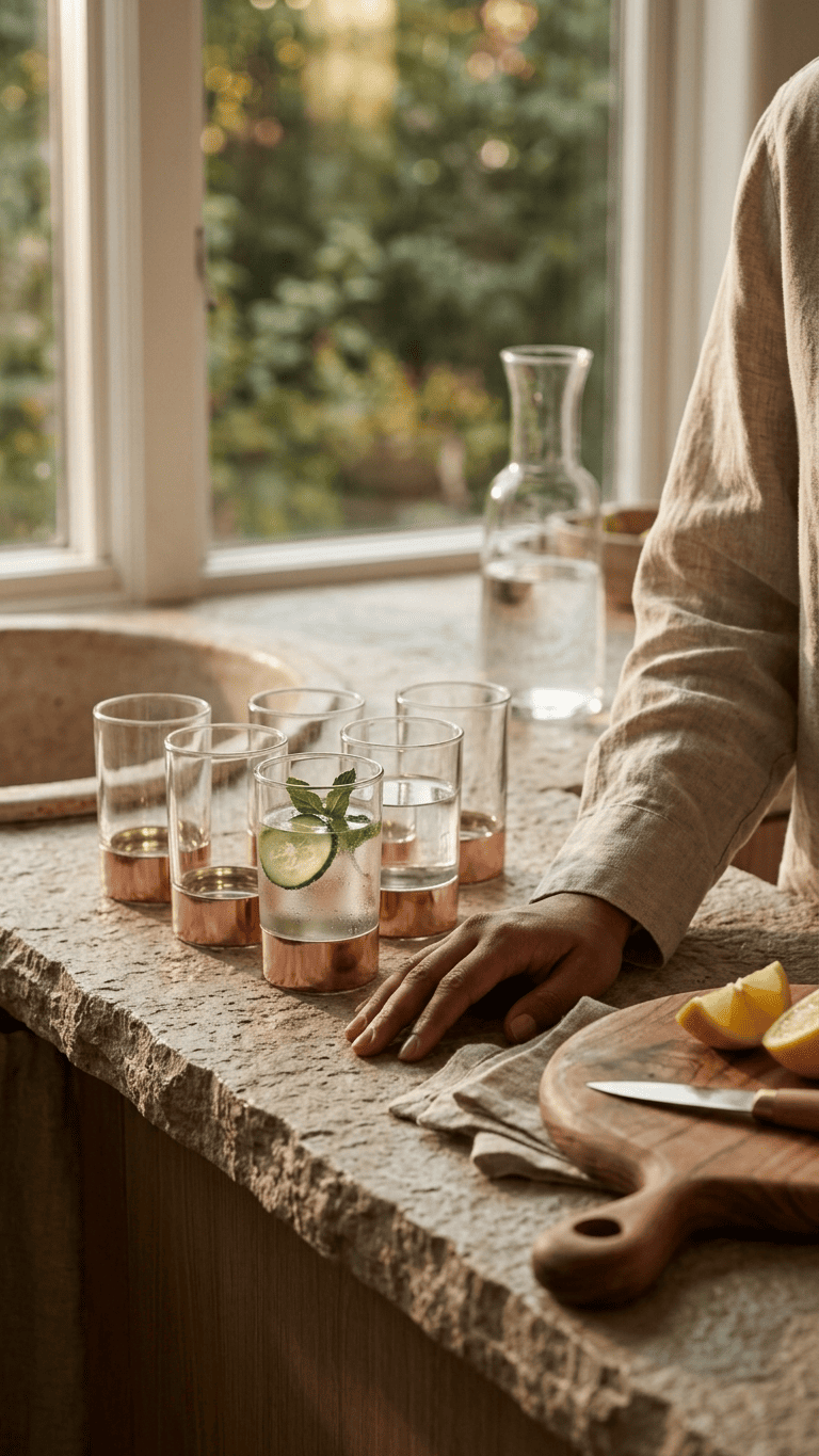 Rose Gold Metallic Base Glass Tumbler Set