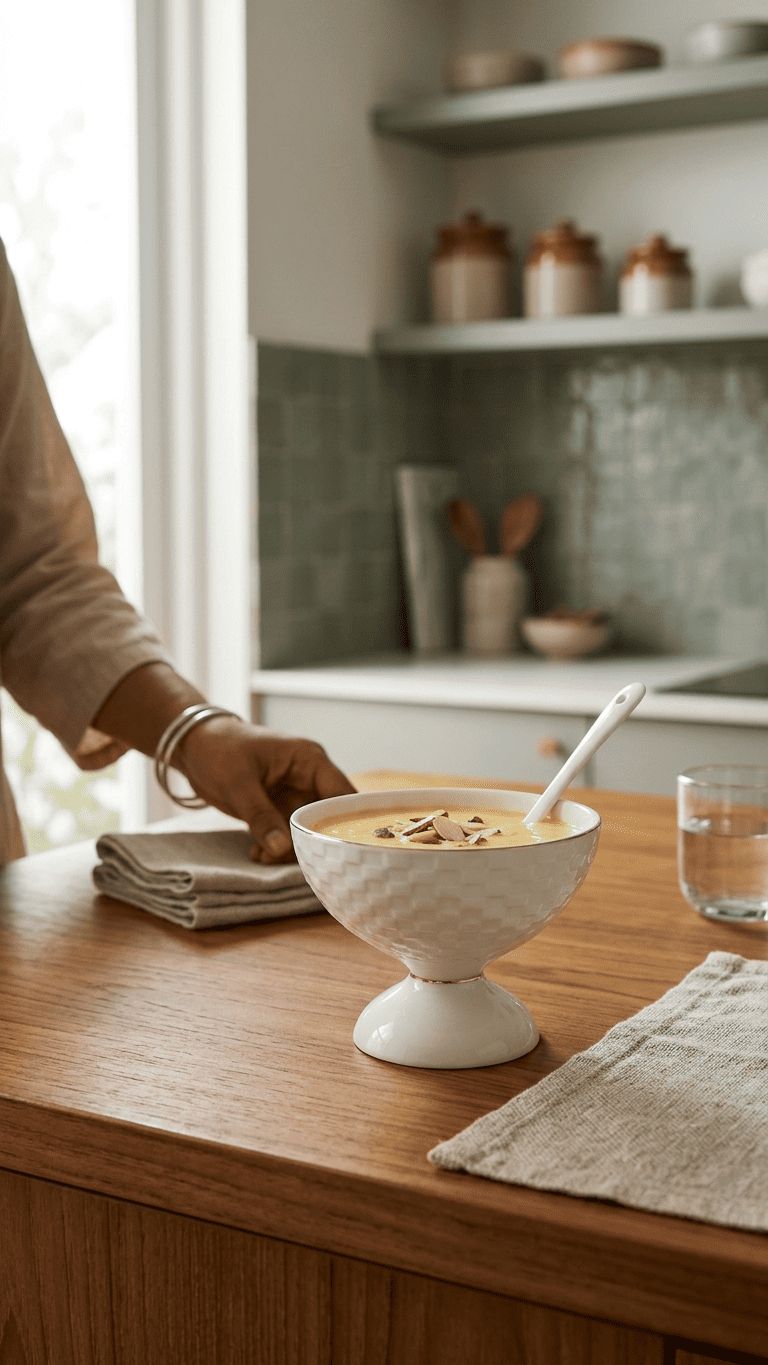White Ceramic Pedestal Bowl With Spoon