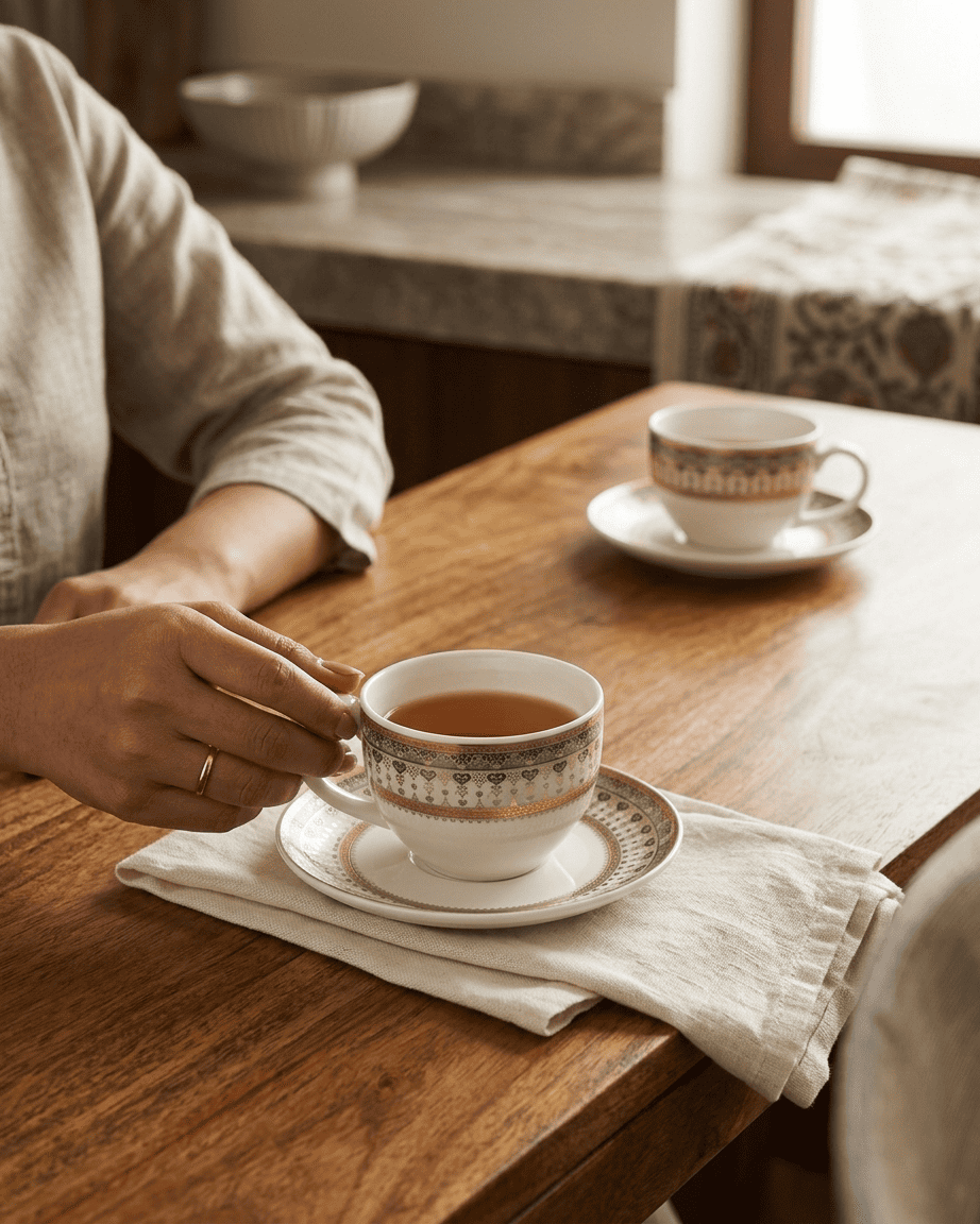 Elegant Gold Trimmed Porcelain Tea Set
