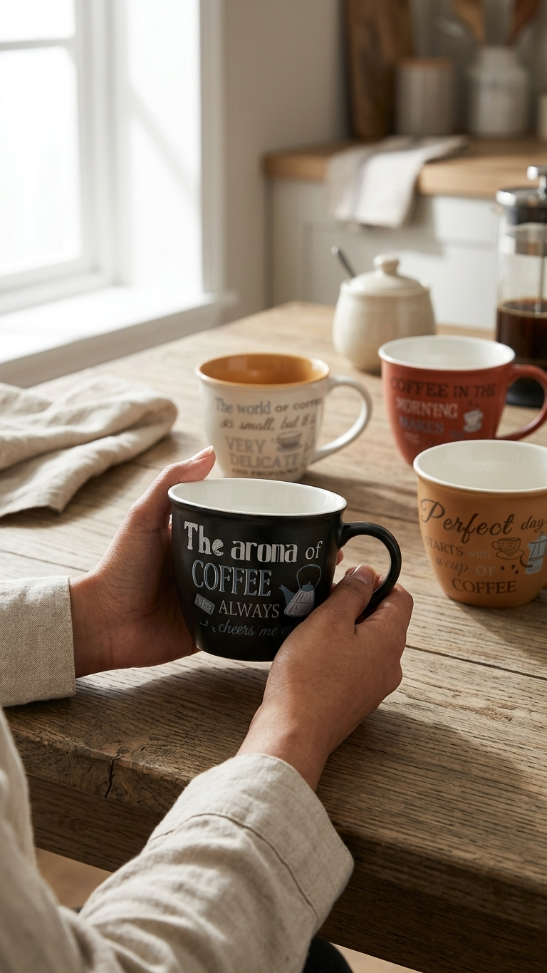Coffee Quotes Ceramic Mug Set of 4