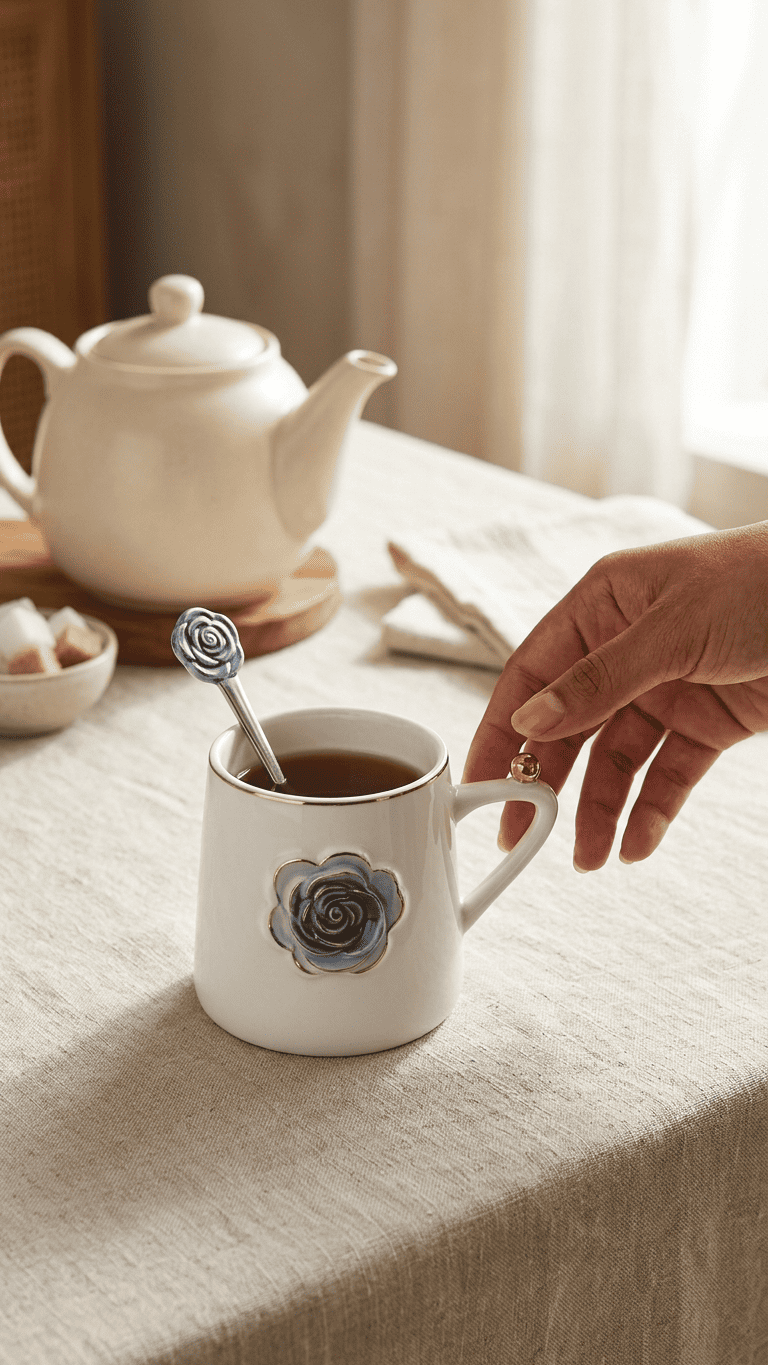 Blue Rose Porcelain Mug Set