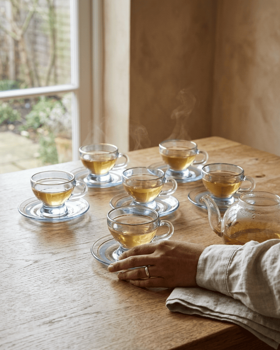 Glass Tea Cup and Saucer Set