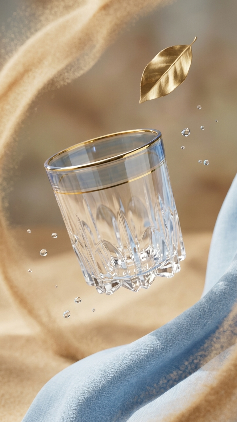 Crystal Cut Glass with Gold Rim