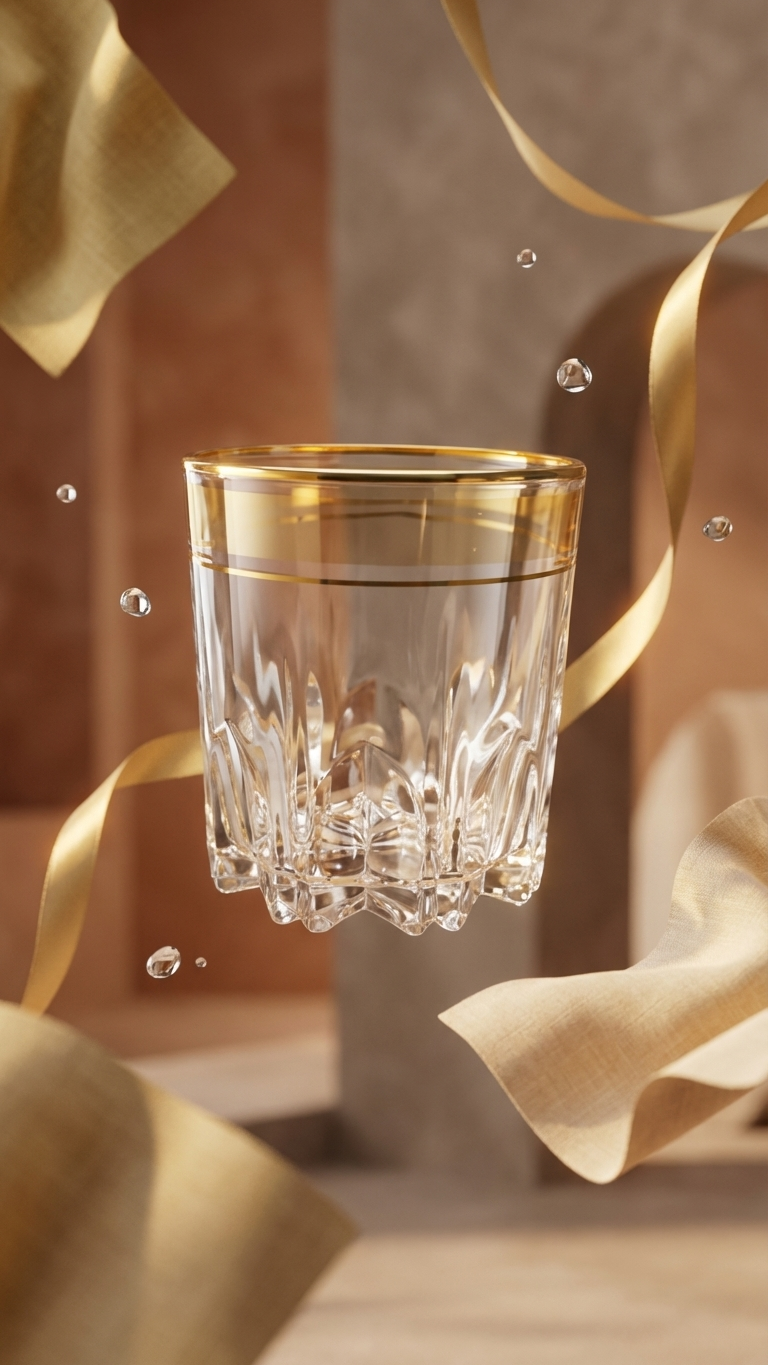 Crystal Glass Tumbler With Gold Rim