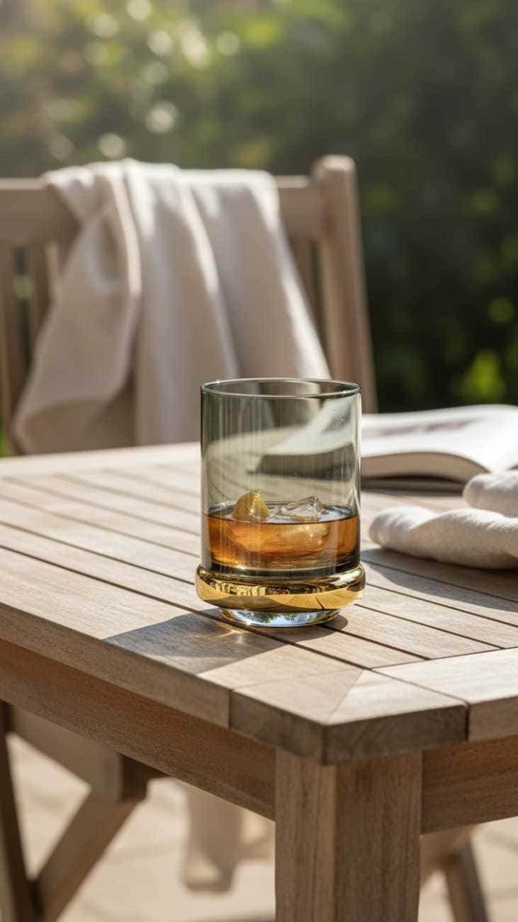 Smoky Glass Candle Holder with Gold Base