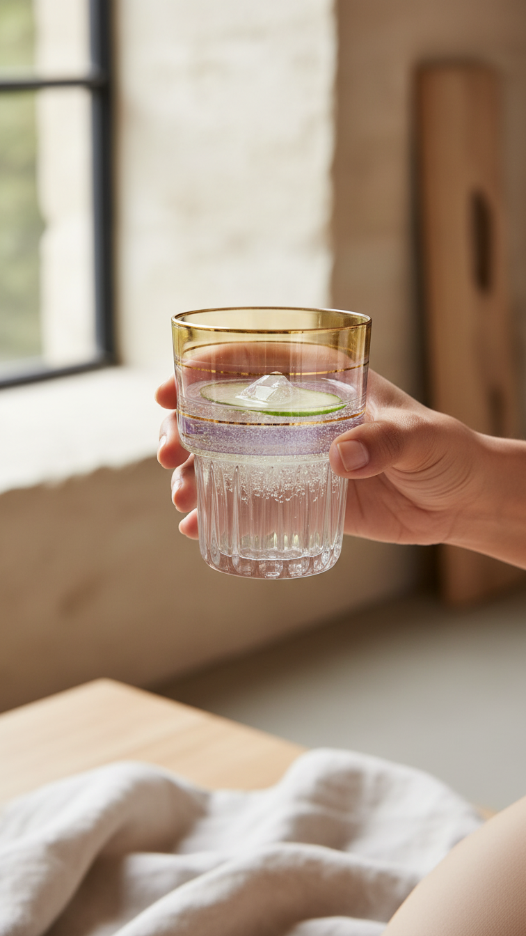 Layered Decorative Glass with Gold Rim