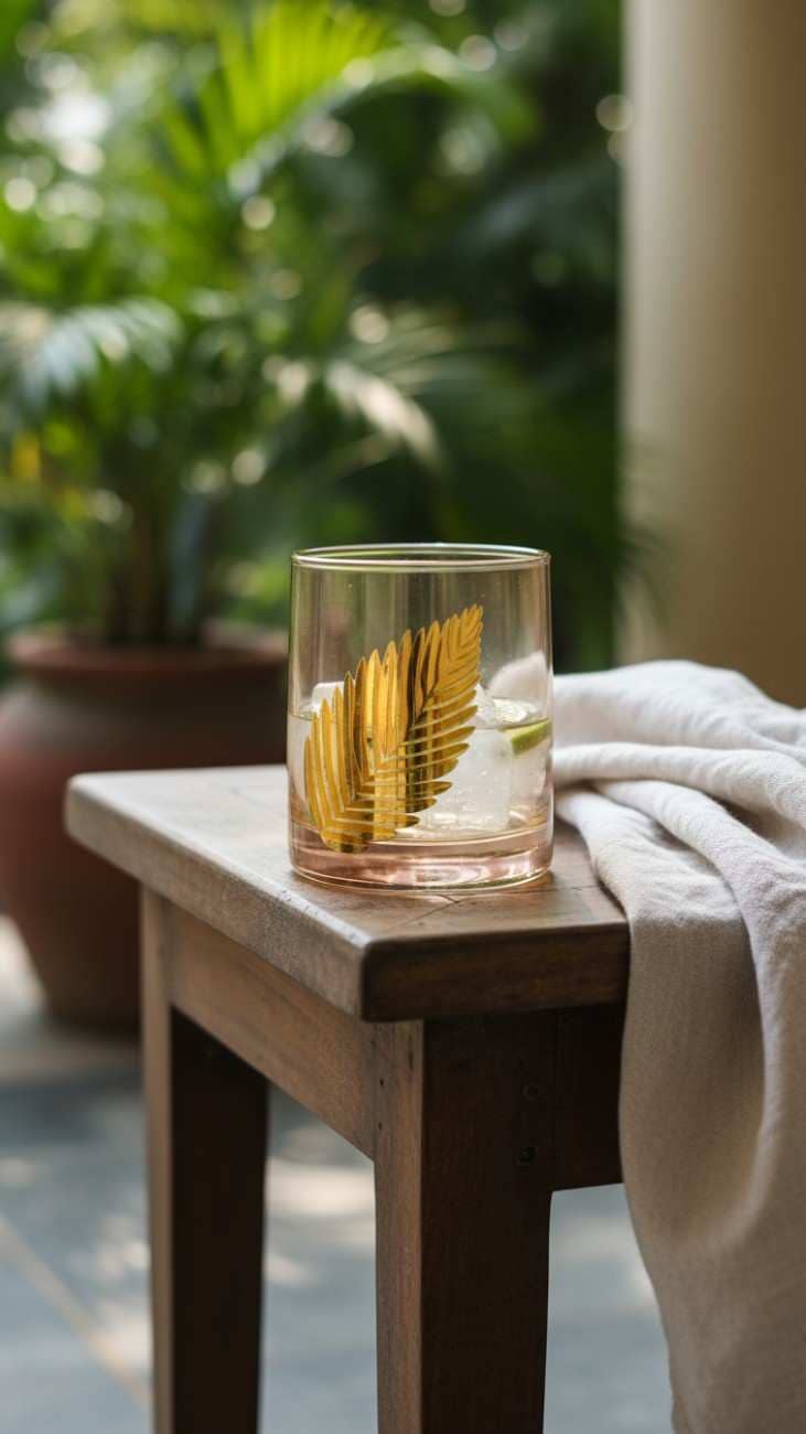 Gold Leaf Drinking Glass