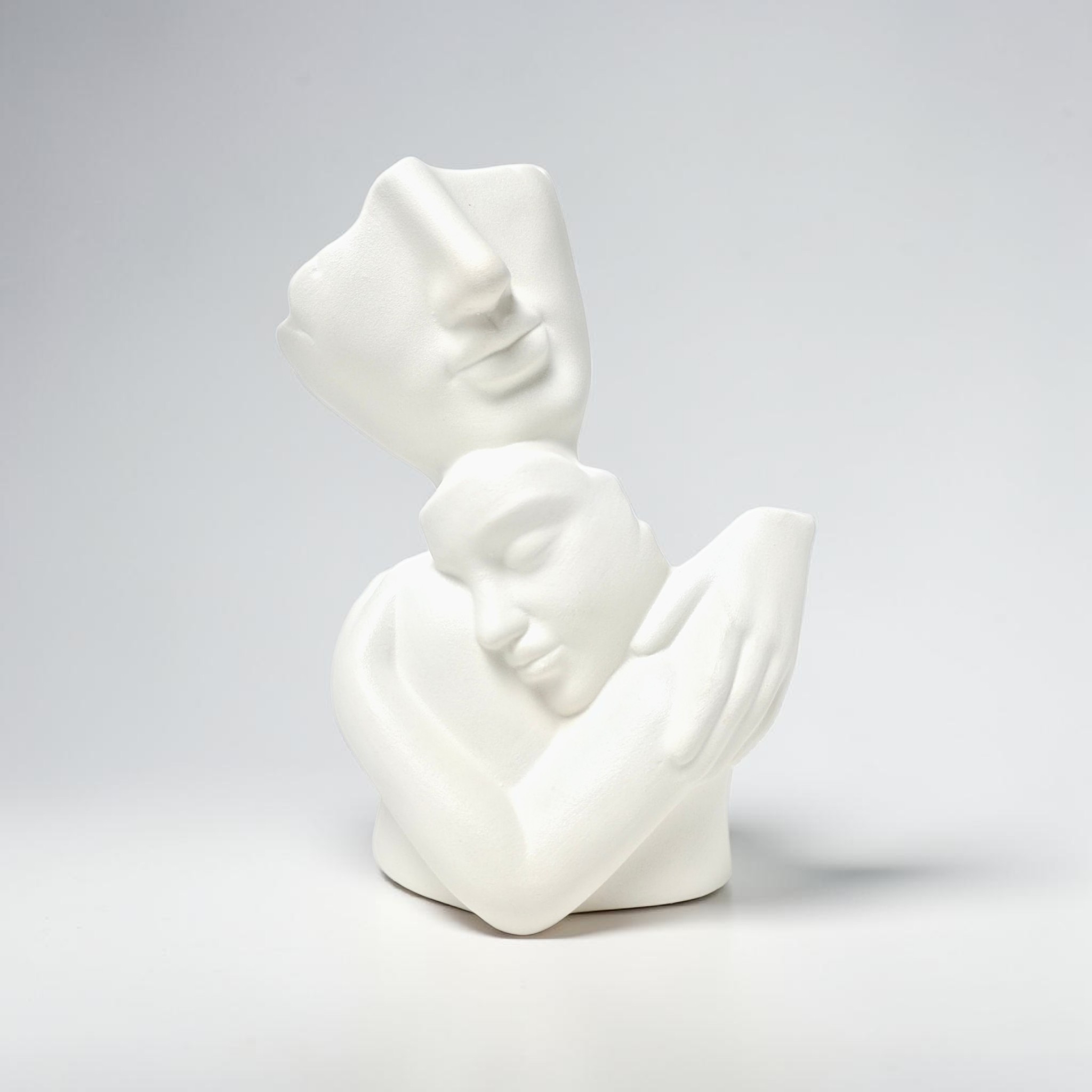 White Marble Abstract Faces Sculpture