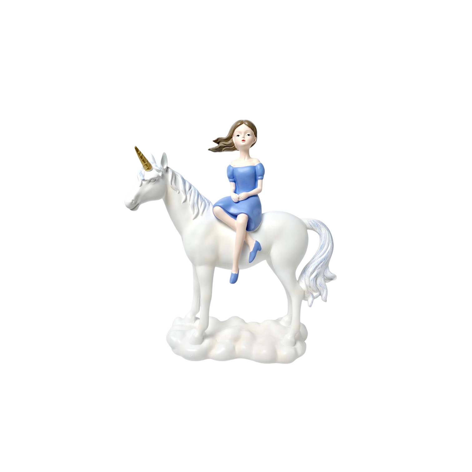Girl Riding Unicorn Figurine