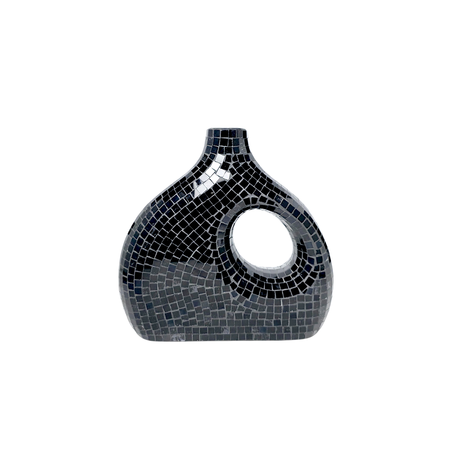 Black Mosaic Decorative Vase With Handle
