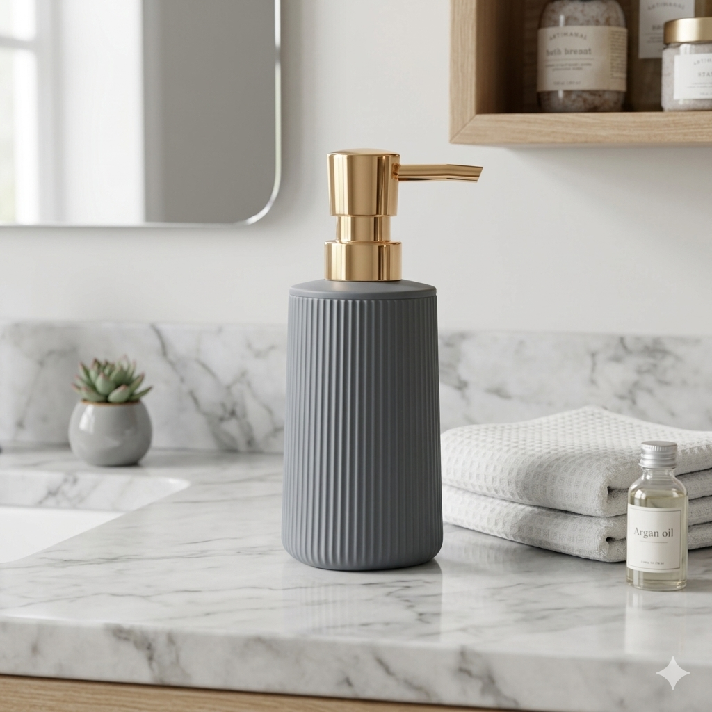 Marble Bathroom Soap Dispenser with Gold Pump