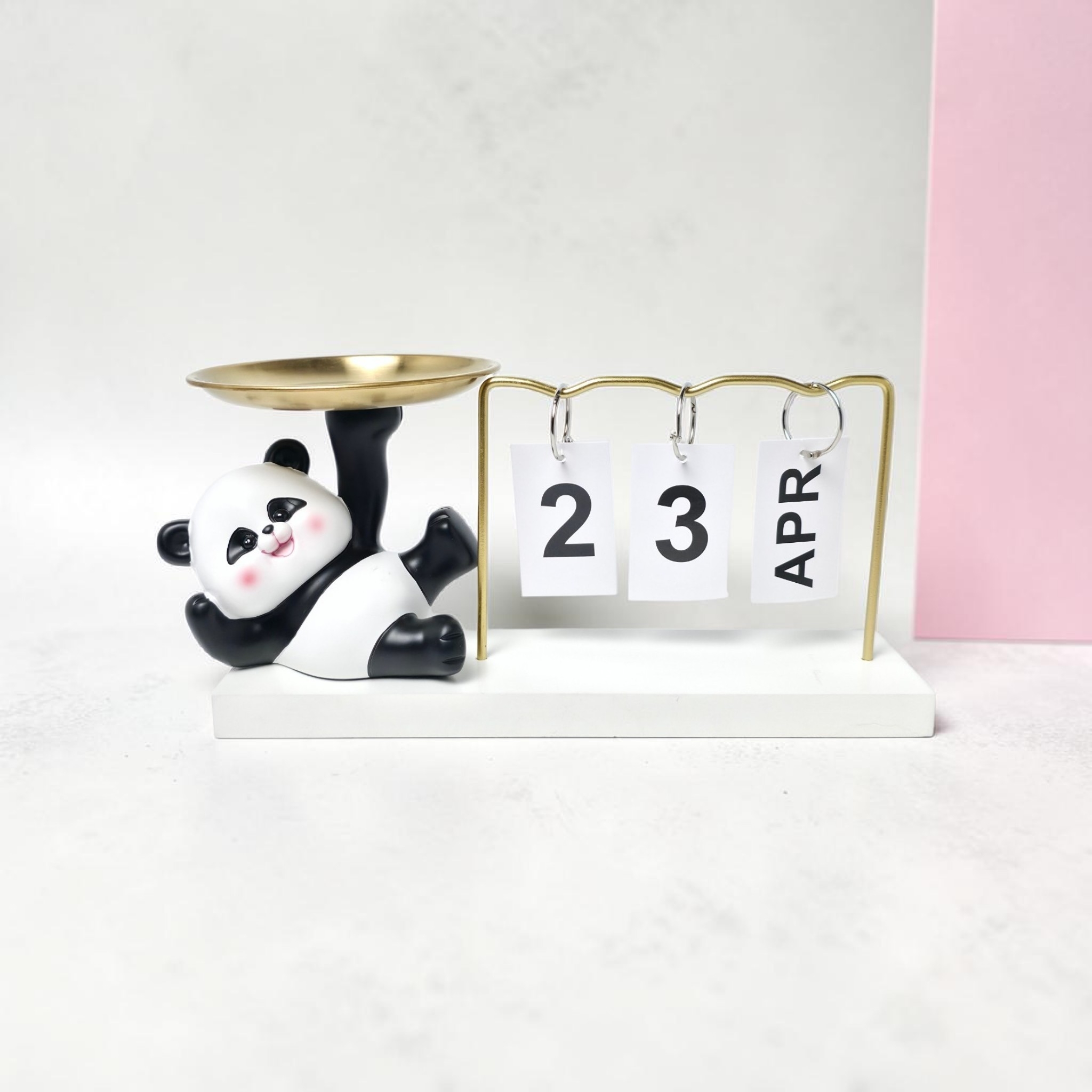 Panda Perpetual Calendar With Brass Tray