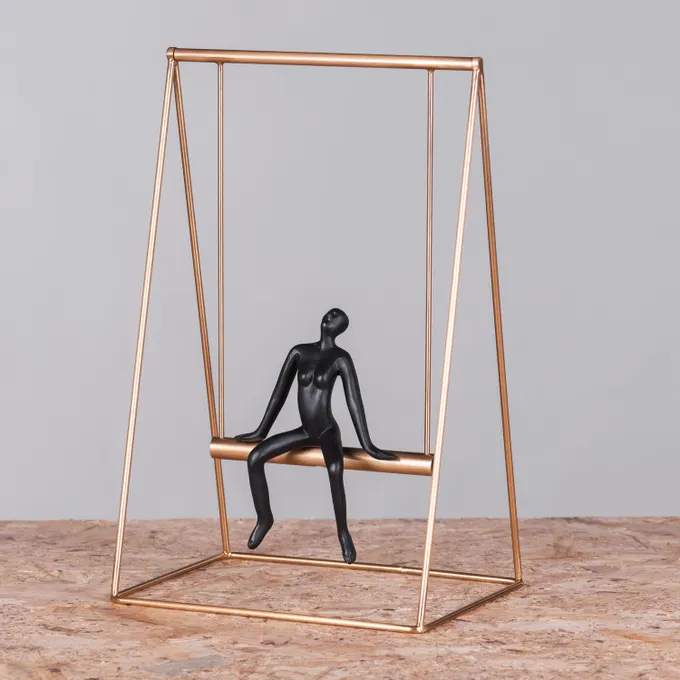 Modern Copper Frame Swing Chair Sculpture