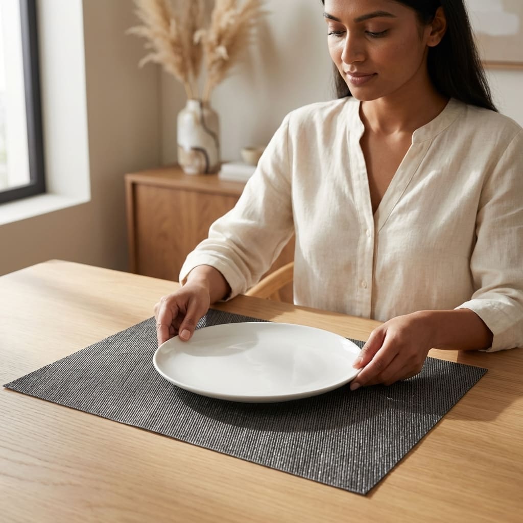 Textured Charcoal Grey Table Placemat