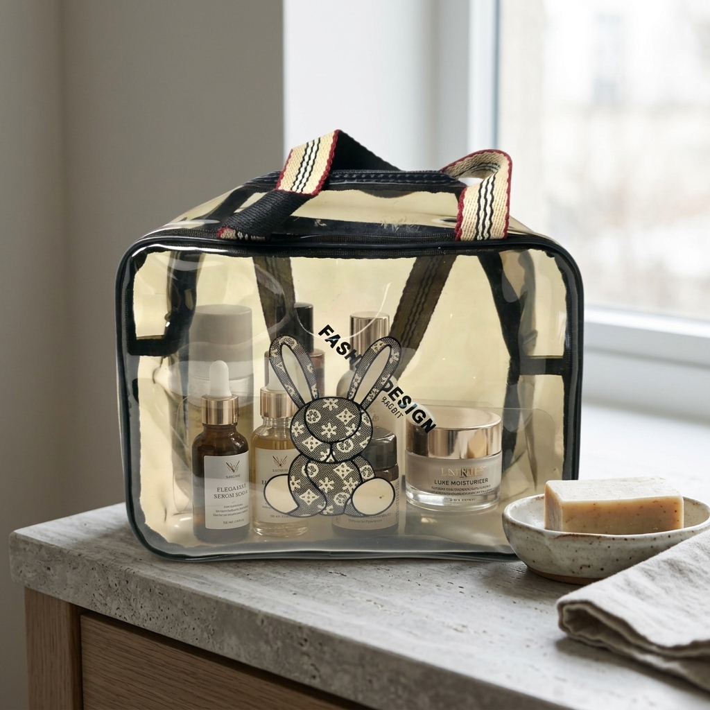 Clear Transparent Bunny Design Cosmetic Bag